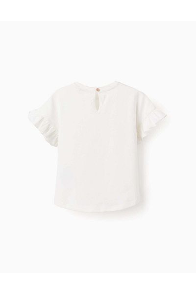 Ziddy Cotton T-shirt for Baby Girls '7 Skirts', White