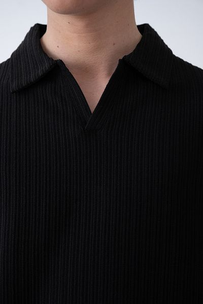 İLKCET MODA Ανδρικό μπλουζάκι με λαιμόκοψη V Oversize με ραβδώσεις