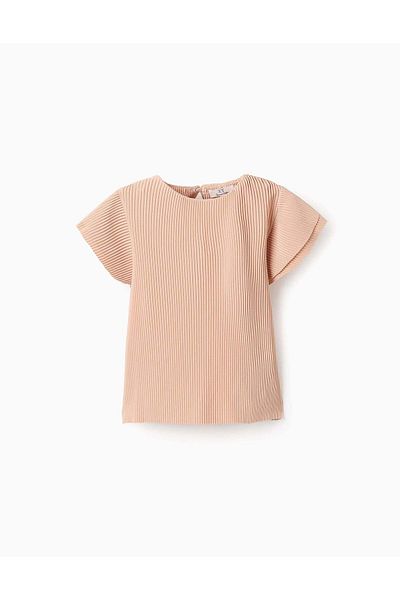 Ziddy Pleated T-shirt for Baby Girls, Beige