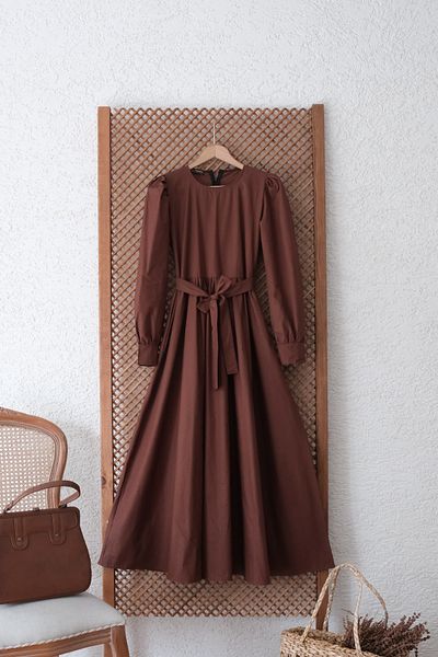 KÜÇÜĞÜM BUTİK Φόρεμα Hijab Brown Poplin Flared