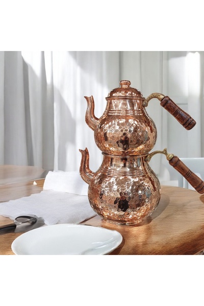 Bakır Center Bakır Çaydanlık Bakır Demlik Dövme Desenli El Yapımı Osmanlı Oca...