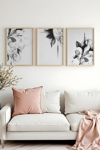 huhuli Ahşap Çerçeveli 3 Parça Set Tablo huhu479