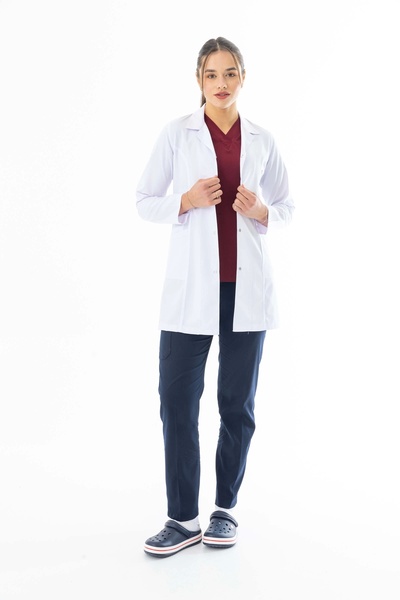 112Giyim Spor Yaka Orta Boy Kadın Doktor Hemşire Eczacı Öğretmen Önlüğü Alpak...