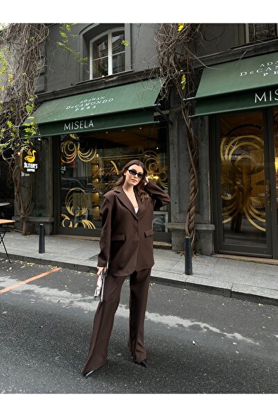 VOLT CLOTHİNG Női gombos részletes bélelt csipkés blézer öltöny