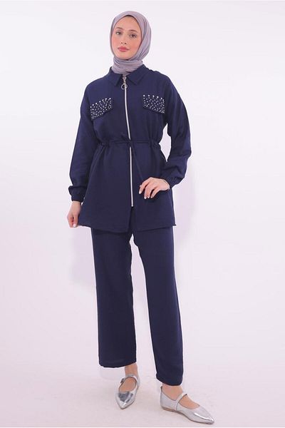 TRENDTESETTÜR Women's Lacıverş Stone Trouser Suit t 6674