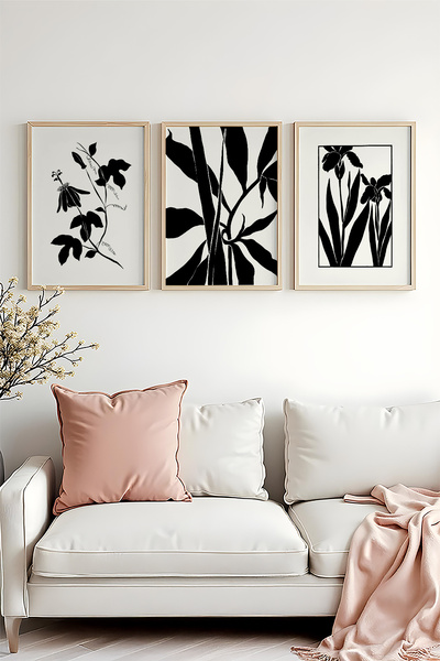 huhuli Ahşap Çerçeveli 3 Parça Set Tablo huhu482