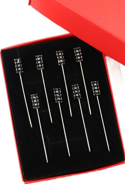 NUMETAL 8 ace de piatră neagră - ace pentru șal și eșarfă