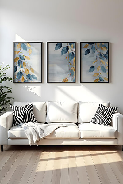 huhuli Ahşap Siyah Çerçeveli 3 Parça Set Tablo huhu476