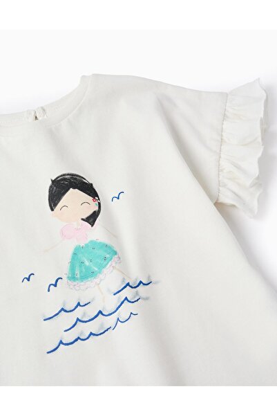 Ziddy Cotton T-shirt for Baby Girls '7 Skirts', White