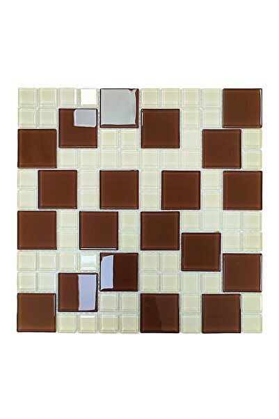 MozaiKristaL Tüm yüzeyler için Sütlü Kahve-Krem Mix. 30x30cm. Fileli Kristal ...