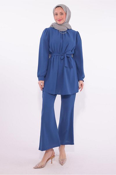 TRENDTESETTÜR Women &Apos; S Indiyo Kalişır Shield with a Detailed Trousers Suit t 7674