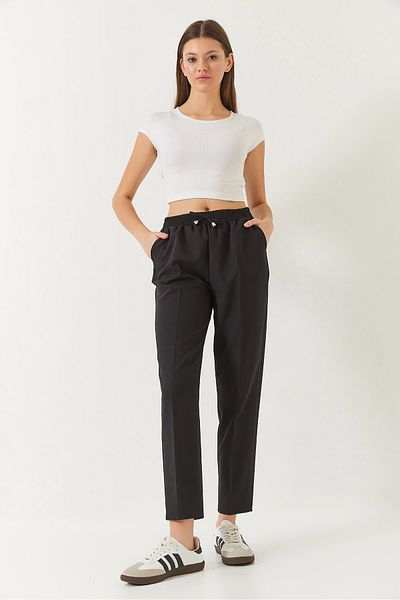 Bianco Lucci Damen-Hose mit elastischem Bund und doppelten Taschen im Karottenschnitt 80178 60271079