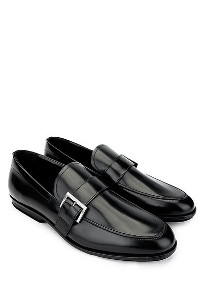 FABI Men's Genuine Leather Black Loafer Shoes