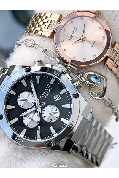 Ferrucci العلامة التجارية الصلب الحبل، اللون الأصفر الفضي، ساعات المعصم زوجين...