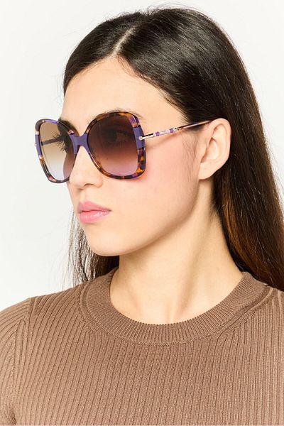 Carolina Herrera نظارة شمسية CH0025S للنساء بتصميم عين القطة، لون بنفسجي