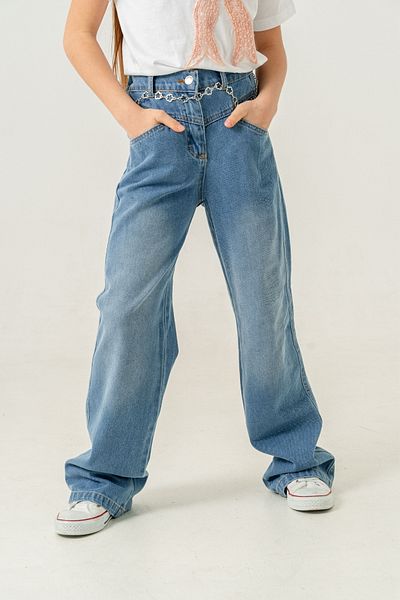 GİYİCEM TEKSTİL Pantaloni din denim cu picior pentru fetiță 2184