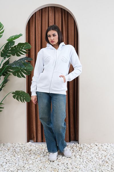 JANSO GROUP - Women's Double Hand Stone Printed Zippered Sweatshirt 3 Thread Compact Fabric
