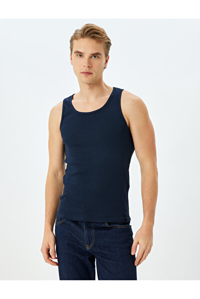 Koton Slim Fit Αμάνικο Μπλουζάκι Basic Crew Neck