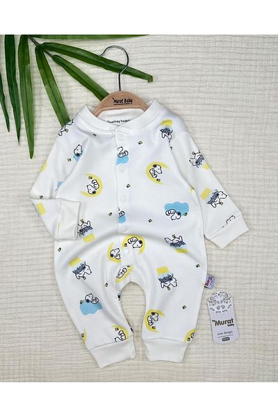 Murat Baby Baby Boy Snoopy Front Snap Cotton Jumpsuit-White