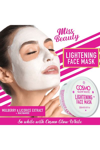 Cosmo Glow White Lightening Face Mask 250ml, Protects Skin Against Dryness, Face Care for Men and Women