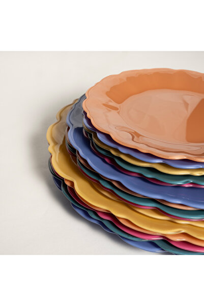 Zsa Zsa Zsu Balat Cam Pasta Tabağı 21x21x2 Cm Turuncu