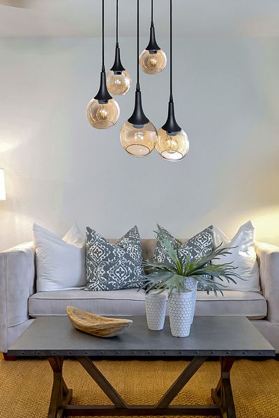 Fer Avize Fred Modern Decorative Black Color 5-Piece Pendant Lamp Glass Chandelier Living Room - Kitchen - Bedroom