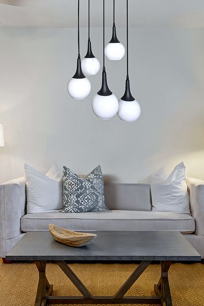 Fer Avize Fred Modern Decorative Black Color 5-Piece Pendant Lamp Glass Chandelier Living Room - Kitchen - Bedroom