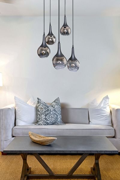 Fer Avize Fred Modern Decorative Black Color 5-Piece Pendant Lamp Glass Chandelier Living Room - Kitchen - Bedroom