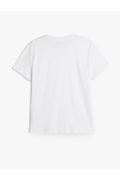 Koton Bavlněné tričko s krátkým rukávem a výstřihem