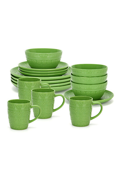 Fissman 16pcs Set of Dinnerware Motif Series  Green (Ceramic)