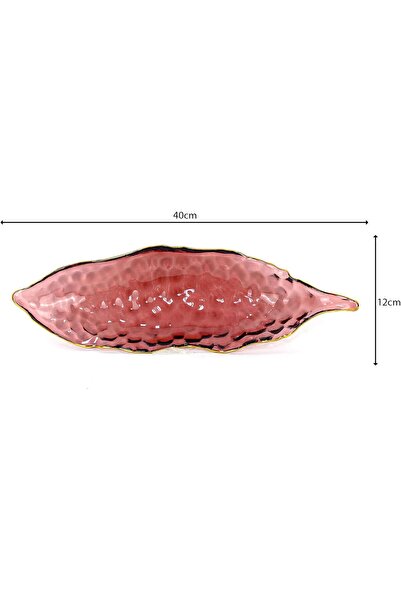 Winds Trading Lead-Free Glass Fruit Plate, Leaf-Shaped Candy Dish, Transparent with Golden Edges