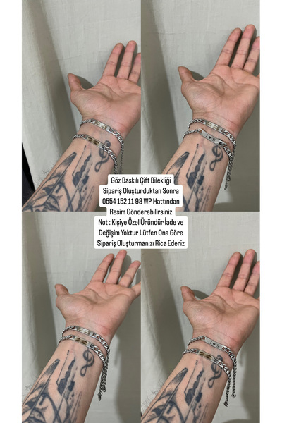 Çelik Göz Baskılı Çift Bilekliği - En Güzel Hediye