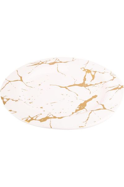 AKDC M/Mine Dinner Plate L(28cm) xW(28cm) xH(2cm) White With Gold