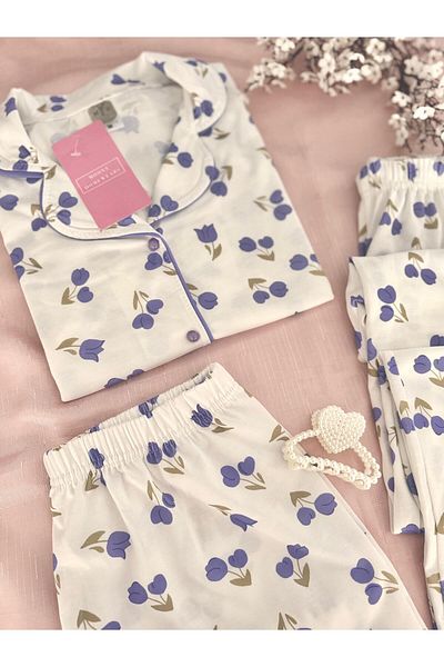 MH Moony Homewears Set de 3 pijamale din bumbac moale Coral Belled