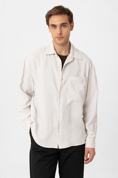 Antioch Ecru Relax Fit Modal Fabric Men's Shirt