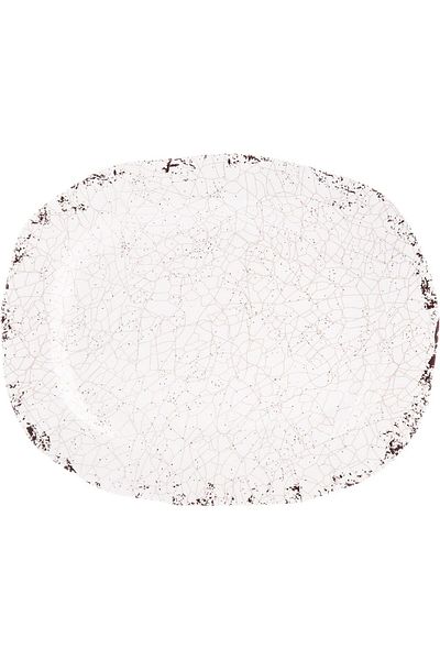 AKDC M/Mine Oval Plate L(25cm) xW(30cm) xH(3cm) White, Gold, And Specks Of Brown.