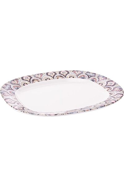 AKDC M/Mine Oval Plate L(25cm) xW(30cm) xH(3cm) White And Brown