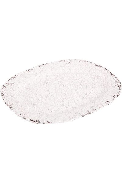 AKDC M/Mine Oval Plate L(25cm) xW(30cm) xH(3cm) White, Gold, And Specks Of Brown.