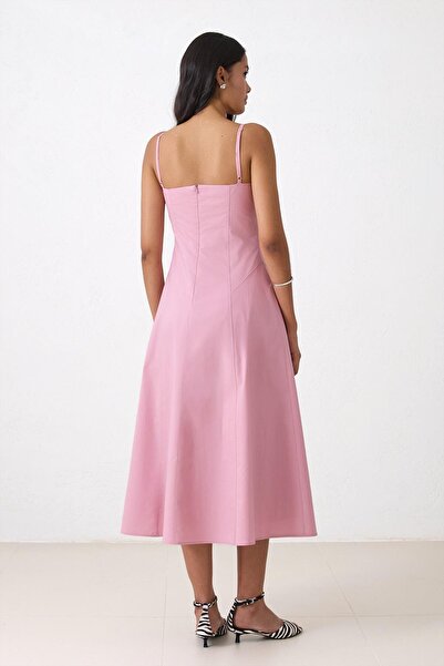 Setre Pink 100% Cotton Strappy Midi Length Relaxed Cut Dress