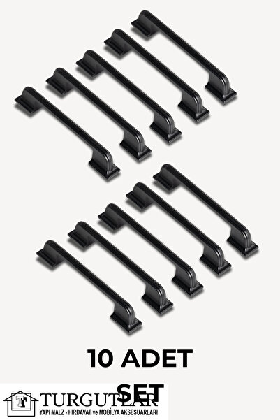 10 Adet Mutfak Dolap Çekmece Kapak Mobilya Kulbu 96 mm 128 mm Lüks Metal Kulp Mat Siyah Kulp
