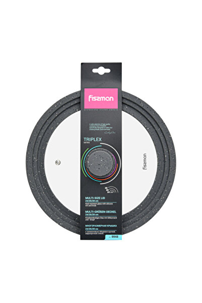 Fissman غطاء متعدد الأحجام مع حافة سيليكون رخامية 24/26/28 سم شفاف/رمادي