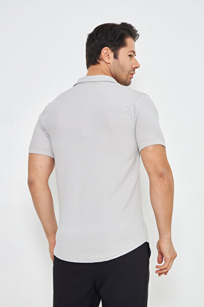 ZİNOX Ανδρικό πλεκτό ύφασμα με κουμπιά Απασί γιακά Κομψό μοτίβο κρεπ Κοντομάνικο πουκάμισο κατάλληλο για καθημερινή χρήση