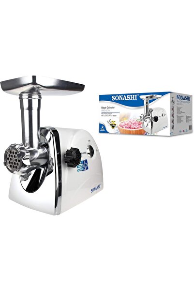 sonashi مفرمة لحم [بيضاء] SMG-022N - مفرمة تجارية بقوة 1200 وات، صفيحة من الفولاذ المقاوم للصدأ، كبة