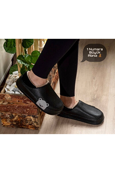 Modaqueen Unisex Ayıcık Desenli Rahat Yumuşak İçi Kürklü Ev Terliği Misafir T...