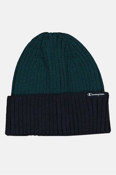 Champion Men Embroidered Logo Beanie Cap, Teal Blue/Navy