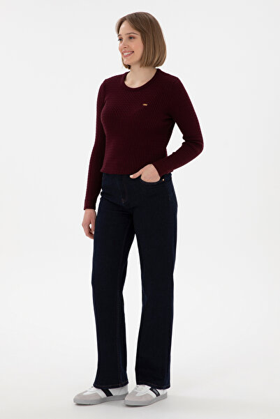 U.S. Polo Assn. Kadın Koyu Bordo Bisiklet Yaka Basic Kazak 50312922-VR175