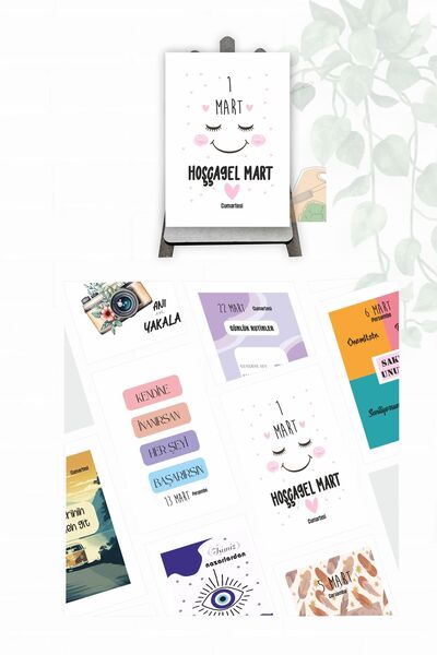 Genel Markalar Günlük Motivasyon Kartları  Mini Anı Fotoğraf Çekim Kartları Konuşan Takvim 2025 Mart