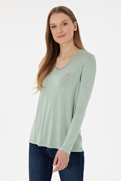 U.S. Polo Assn. Kadın Su Yeşili Sweatshirt 50289542-VR048