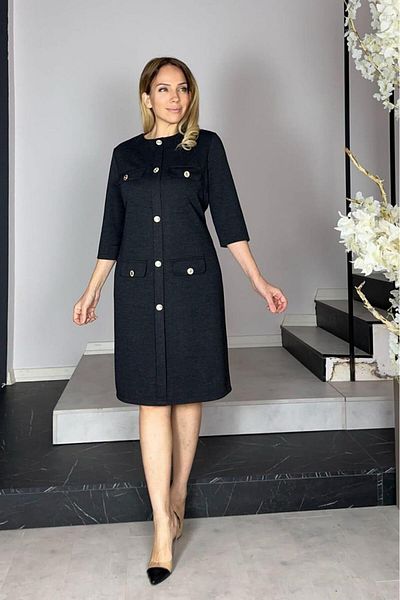 gesmoda G1302 Button Detailed Basic Dress Black