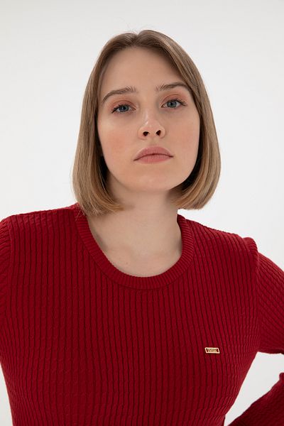 U.S. Polo Assn. Women's Red Crew Neck Basic Sweater 50312922 -Vr030